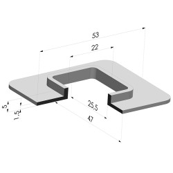 Ventosa retangular Série 4F 47x53mm