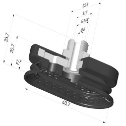 Ventosa oblonga 1.5 fole série 4R 63,7x32,8 mm