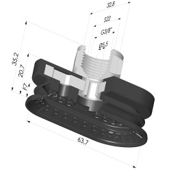 Ventosa oblonga 1.5 fole série 4R 63,7x32,8 mm
