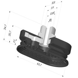 Ventosa oblonga 1.5 fole série 4R 63,7x32,8 mm