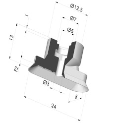 Ventosa oblonga Série 4V 24x8mm