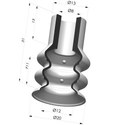 Ventosa 2.5 Fole Série 8 Ø 20MM