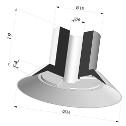 Ventosa plana, série VCP, Ø 34 mm