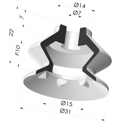 Ventosa 1.5 fole série VCS 1 Ø 30,6 mm