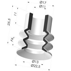 Ventosa 2.5 fole série VCS 2 Ø 22,5 mm