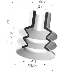 Ventosa 2.5 fole série VCS 2 Ø 32,5 mm