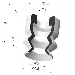 Ventosa 1.5 fole série PJG Ø 6,5 mm