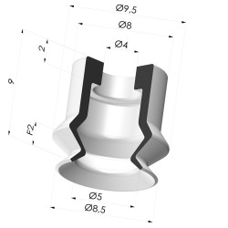 Ventosa 1.5 fole série PJG Ø 8,4 mm