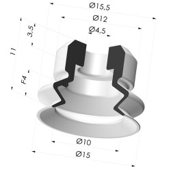 Ventosa 1.5 fole série PJG Ø 15 mm