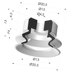 Ventosa 1.5 fole série PJG Ø 20,5 mm