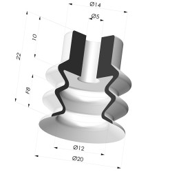 Ventosa de fole da série AR VF de 2,5 mm Ø 20 mm