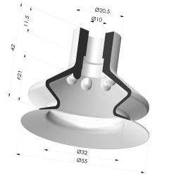 Ventosa 1.5 fole série AR VF Ø 55 mm