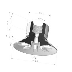 Ventosa Plana Série 90 Ø 42,3MM