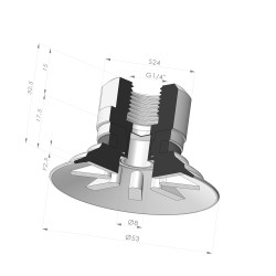 Ventosa Plana Série 90 Ø 53MM